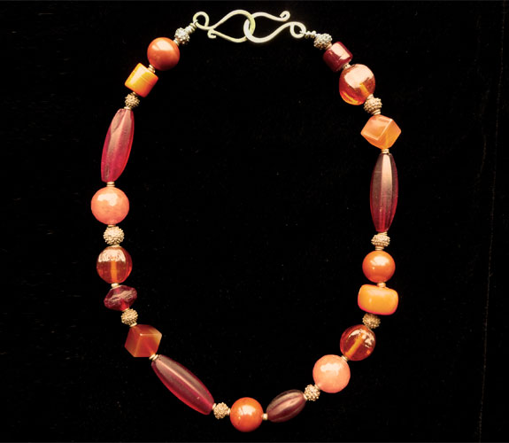 Dannielle Carbone - Carnelian, Brass, and Mixed Glass Necklace